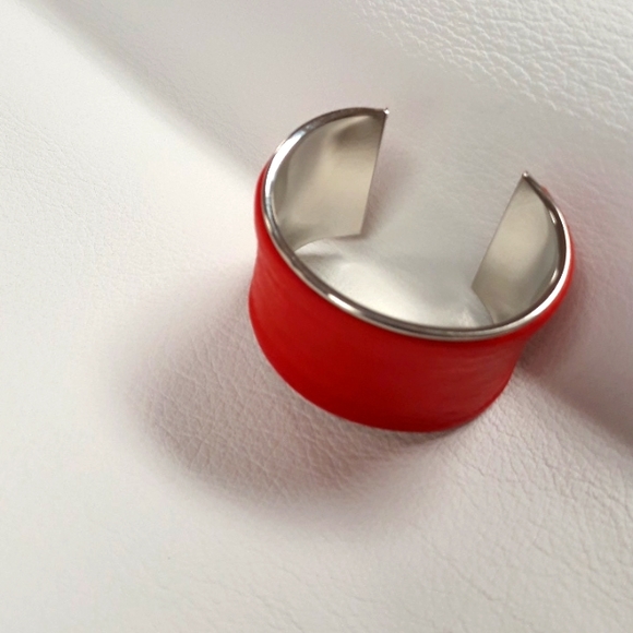 Red Lambskin Leather Cuff Bracelet/ Minimalist/ Handcrafted by J.Monique - Picture 9 of 12